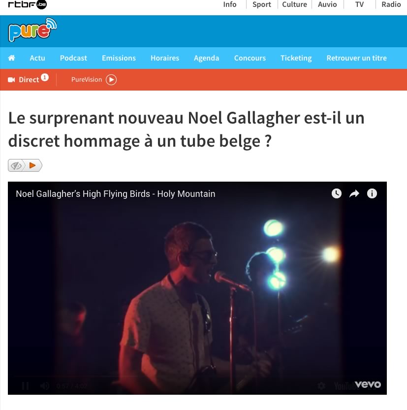 Quand la RTBF parle de Noel Gallagher et de Plastic Bertrand