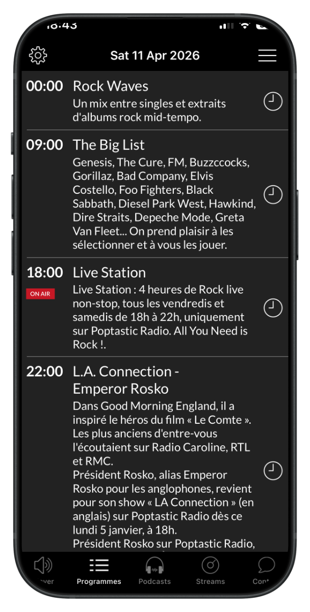 poptastic radio app programmes